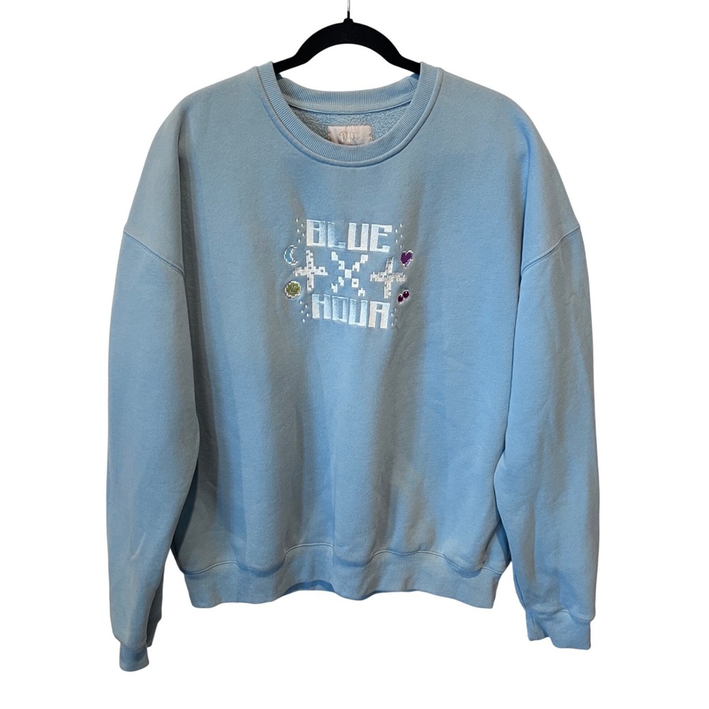 PPC Private Paradise Co Blue Hour Art Embroidered Sweatshirt Light Blue 2XL